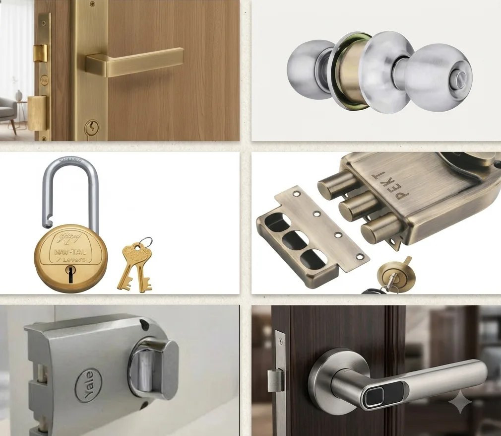 Mechanical mortise door locks on glass shelves